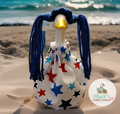 Patriotic Desk Goose Star Dress and Blue Ponytails 7-9 inch