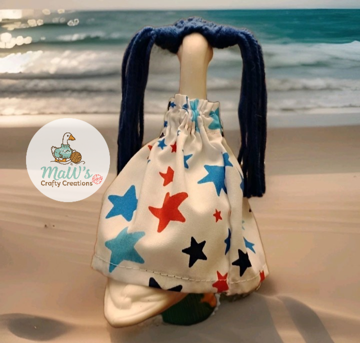 Patriotic Desk Goose Star Dress and Blue Ponytails 7-9 inch
