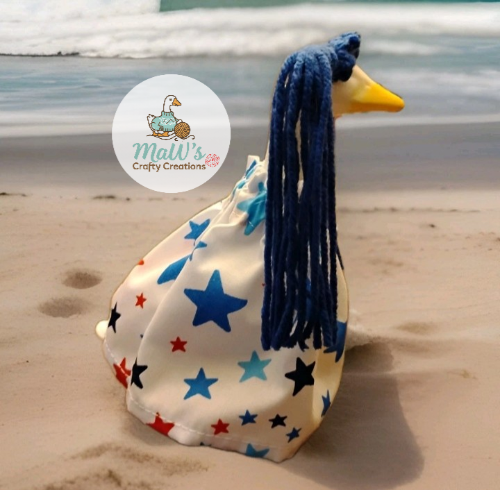 Patriotic Desk Goose Star Dress and Blue Ponytails 7-9 inch