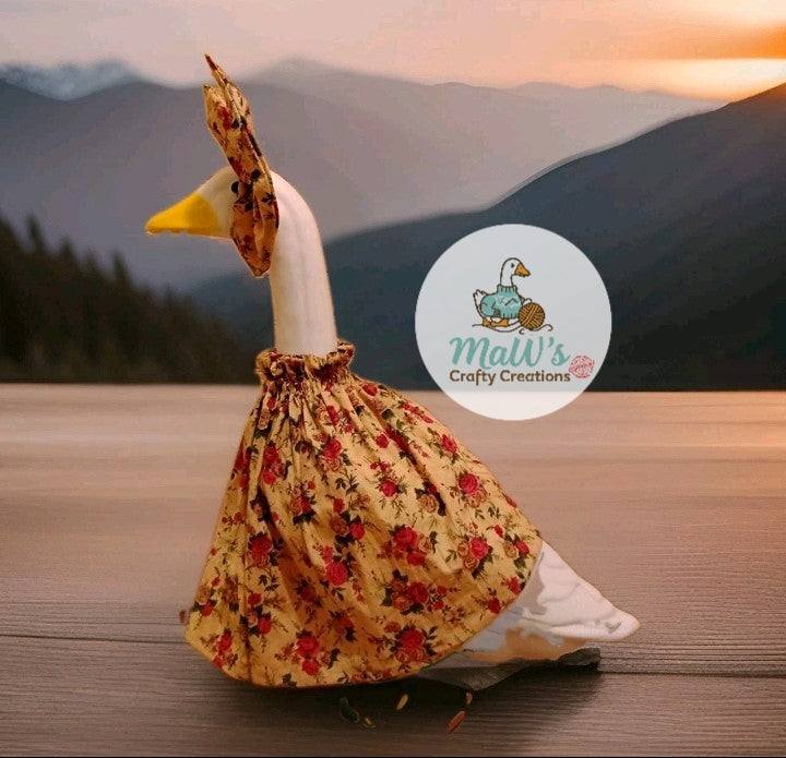 Porch Goose 23-28 inch Rose print dress with matching bow.