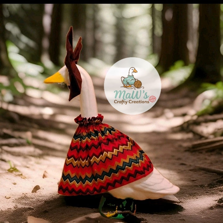 Porch Goose 23-28 inch Chevron print dress with brown bow