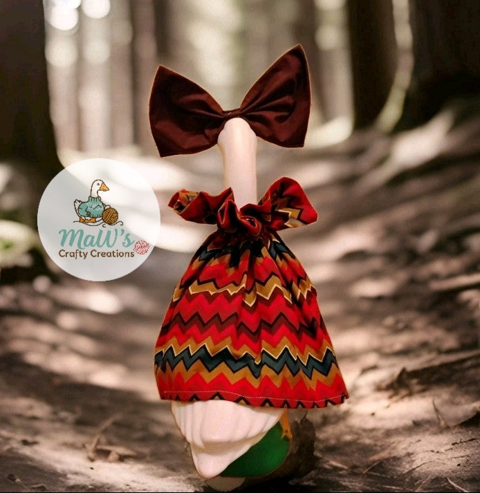 Porch Goose 17-19 inch Chevron print dress with brown bow