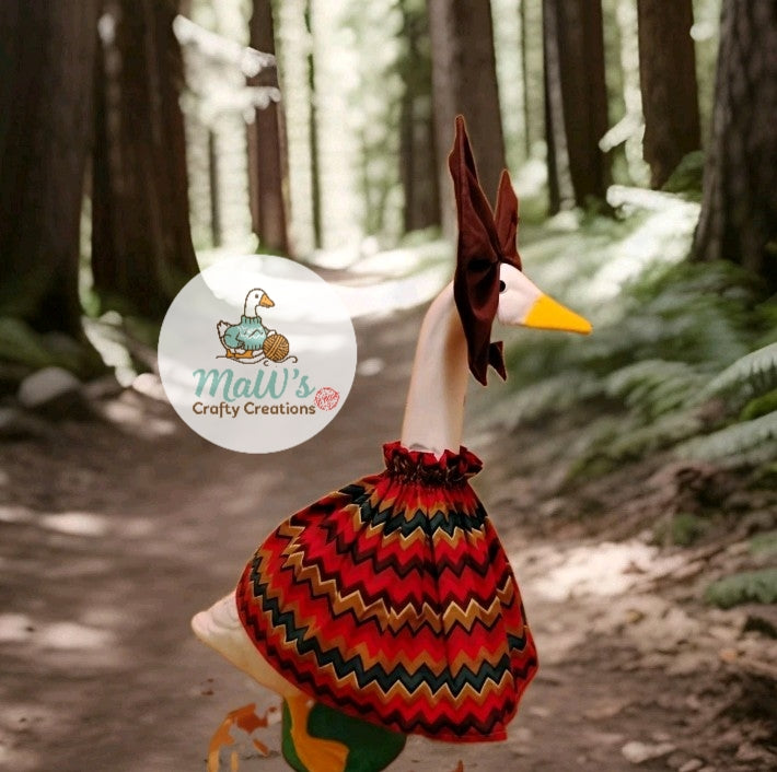Porch Goose 23-28 inch Chevron print dress with brown bow