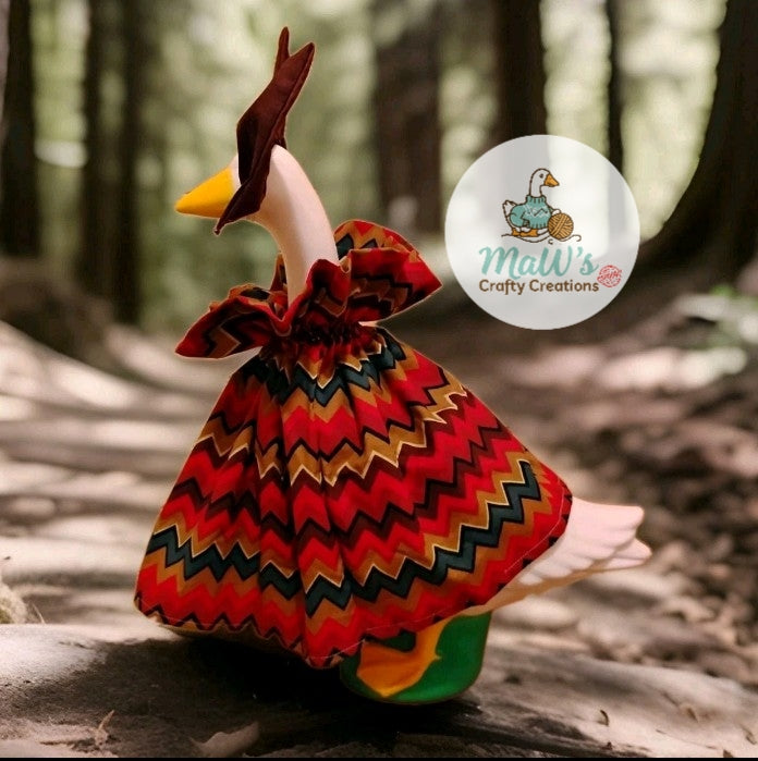 Porch Goose 17-19 inch Chevron print dress with brown bow