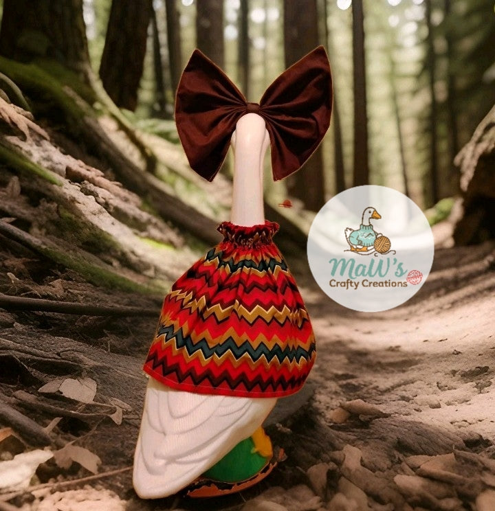Porch Goose 23-28 inch Chevron print dress with brown bow