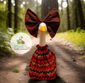 Porch Goose 23-28 inch Chevron print dress with brown bow